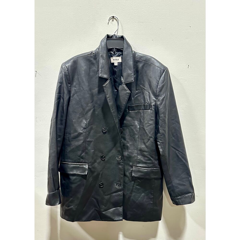 Pistola Women Faux Leather Double-Breasted Blazer - Picture 6 of 7